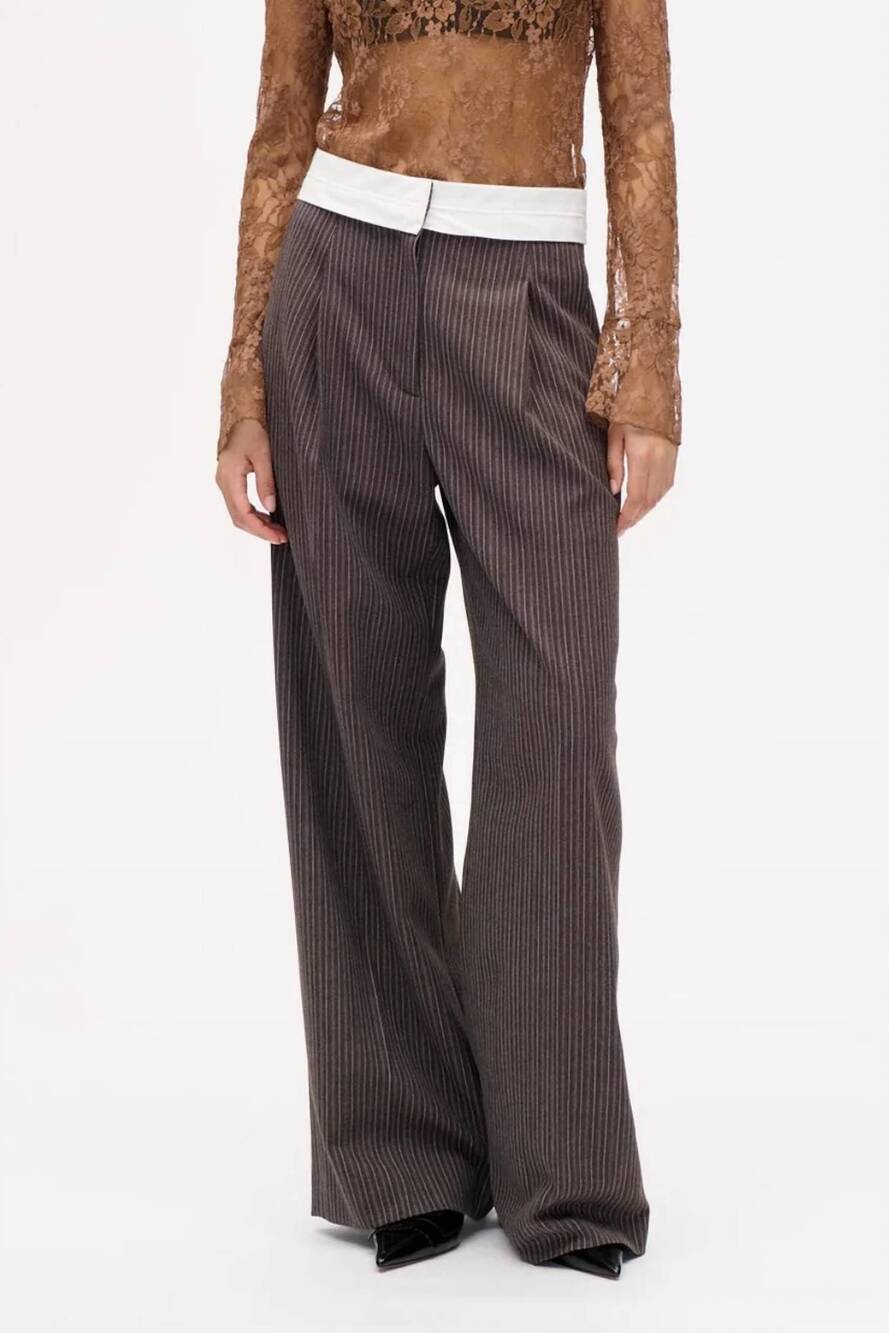 NEW BAUM UND PFERDGARTEN neyat trouser pant in brown pinstripe
